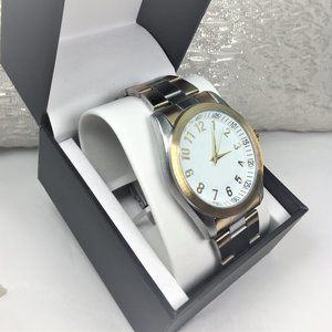 I.N.C. Men's Gold Silver Two-Tone Bracelet Watch